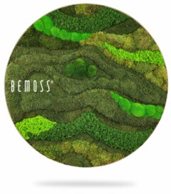 a round picture with a green landscape and the words, environmental art, moss wall, moss wall decor, moss wall art, moss art, moss decor